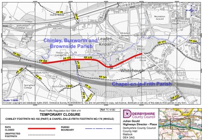 EMERGENCY FOOTPATH CLOSURE - Chinley - Chapel en le Frith